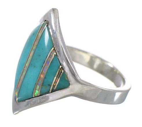 Southwest Turquoise Opal Authentic Sterling Silver Ring Size 5-1/2 QX82616